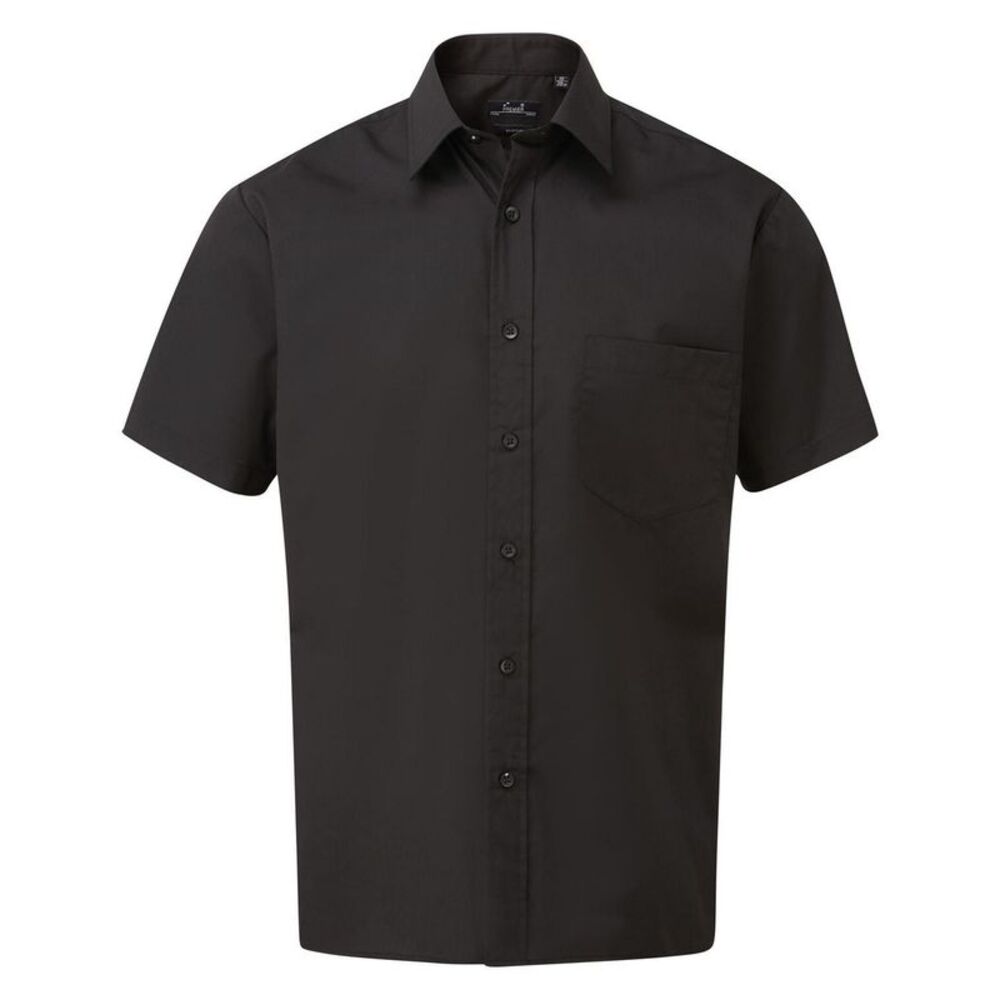 Premier Mens Short Sleeve Poplin Shirt / Black